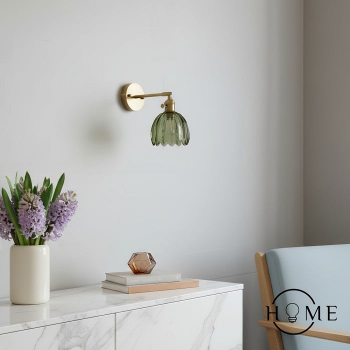 Vintage Glas Blomknopp Tulip Vägglampa HL211