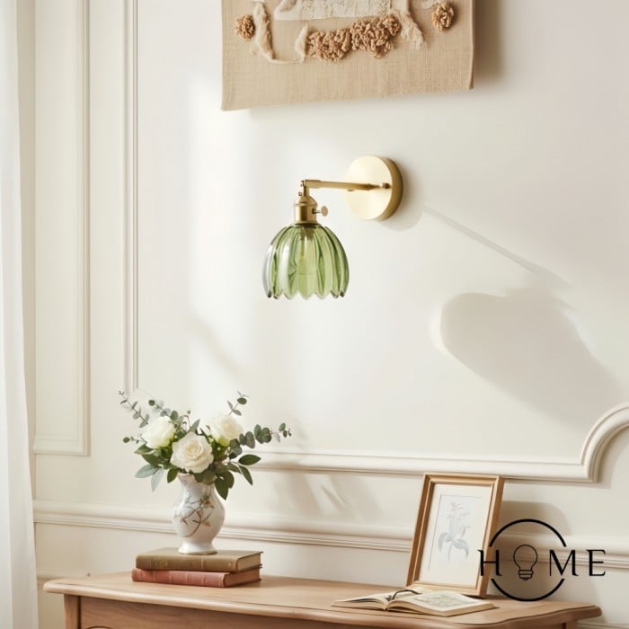 Vintage Glas Blomknopp Tulip Vägglampa HL211