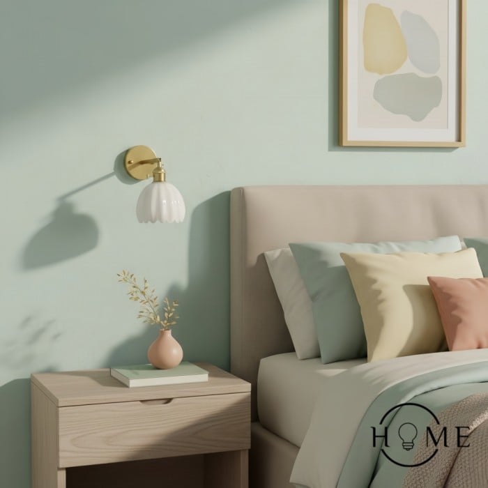 Vintage Glas Blomknopp Tulip Vägglampa HL211