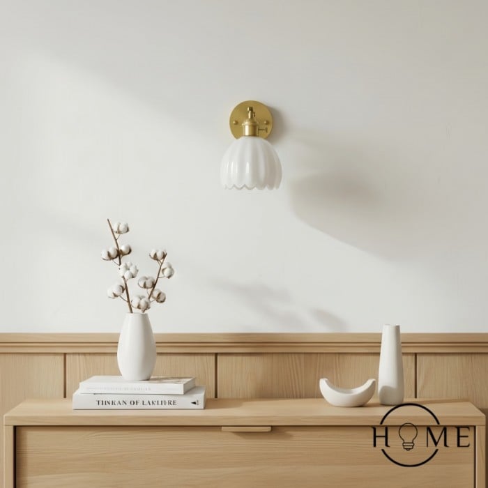 Vintage Glas Blomknopp Tulip Vägglampa HL211