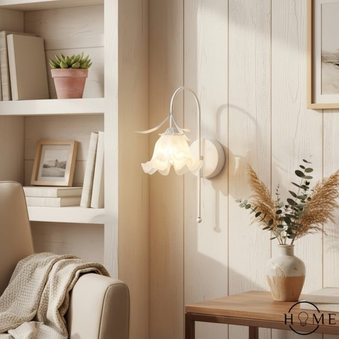 Lámpara de pared con diseño floral en estilo crema francés HL582