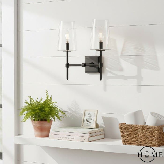 Applique murale en verre transparent Derlina à plusieurs têtes – Applique rétro en métal HL1428