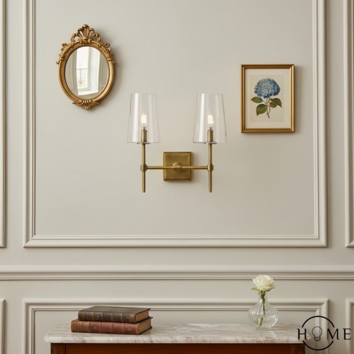 Applique murale en verre transparent Derlina à plusieurs têtes – Applique rétro en métal HL1428