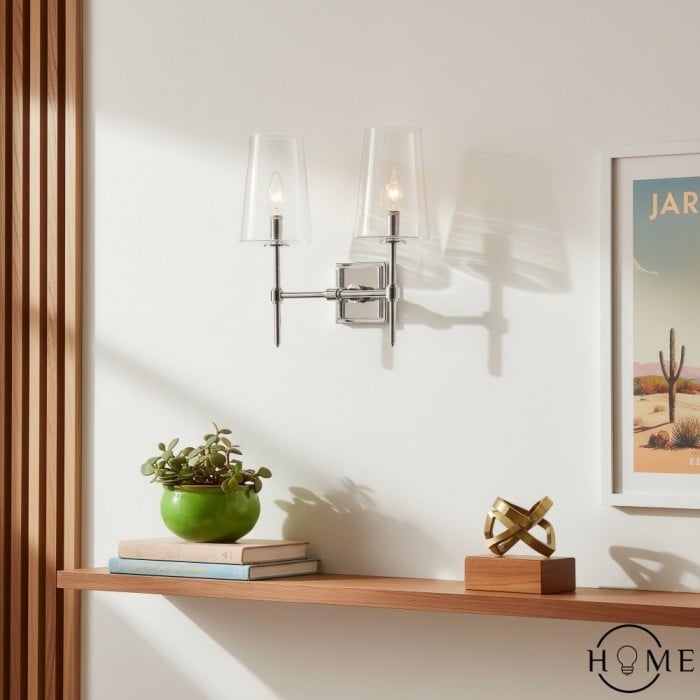 Applique murale en verre transparent Derlina à plusieurs têtes – Applique rétro en métal HL1428