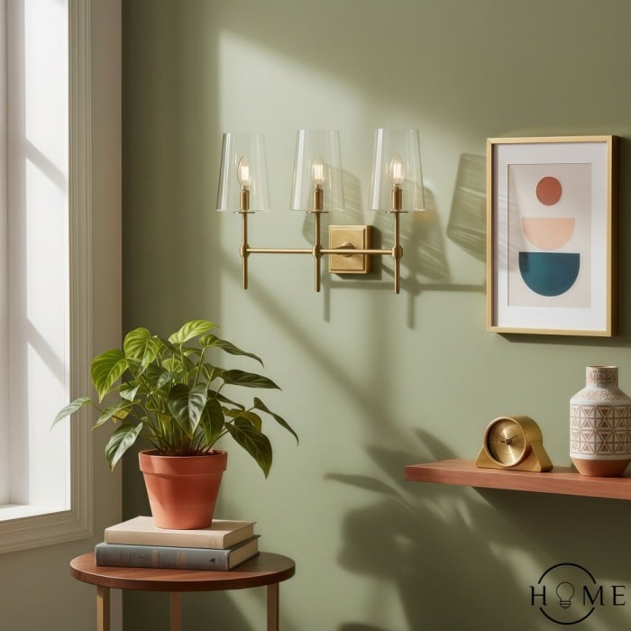 Applique murale en verre transparent Derlina à plusieurs têtes – Applique rétro en métal HL1428