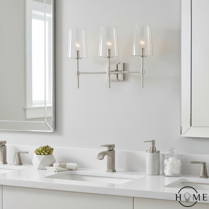 Applique murale en verre transparent Derlina à plusieurs têtes – Applique rétro en métal HL1428