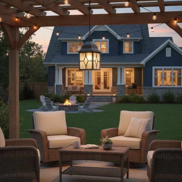 Frostine Outdoor Hanging Lantern - Geometric Leaded Glass for Garden Entryway HL2158