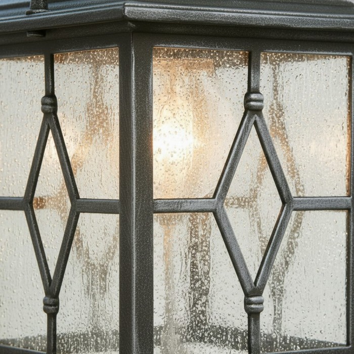 Frostine Outdoor Hanging Lantern - Geometric Leaded Glass for Garden Entryway HL2158