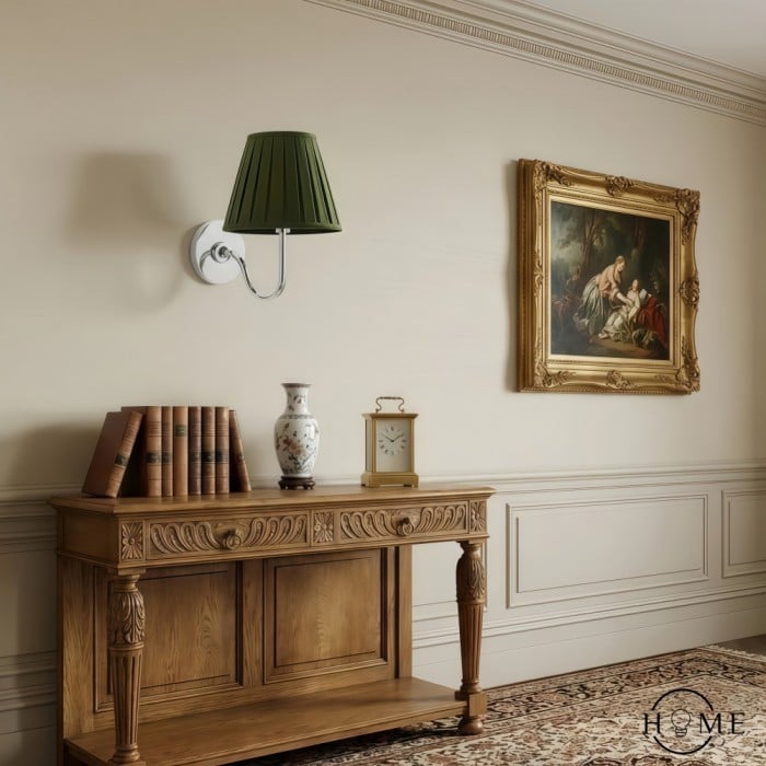 Applique murale vintage à abat-jour plissé Luvora - Éclairage mural moderne en laiton et lin HL1594