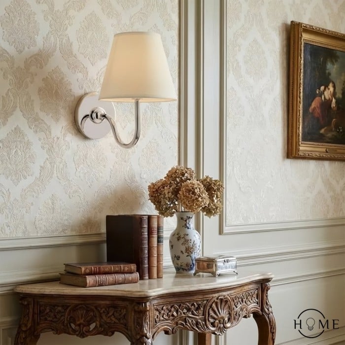 Applique murale vintage à abat-jour plissé Luvora - Éclairage mural moderne en laiton et lin HL1594