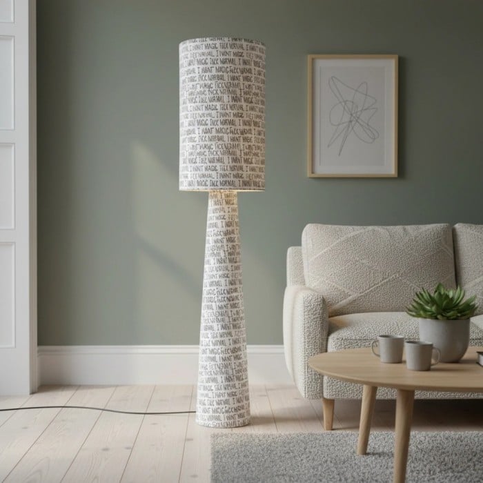 Lampa podłogowa Blendra Modern z abstrakcyjnym nadrukiem – stylowa oprawa o wyjątkowym wzornictwie do salonów i biur HL2526