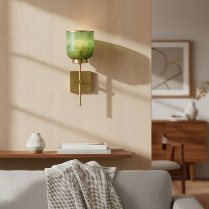 Kinkiet Helvo Ombre Glass Slim Metal Arm - nowoczesny kinkiet do czytania w sypialni ze szklanym kloszem HL2513