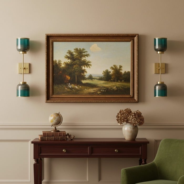 Kinkiet Helvo Ombre Glass Slim Metal Arm - nowoczesny kinkiet do czytania w sypialni ze szklanym kloszem HL2513