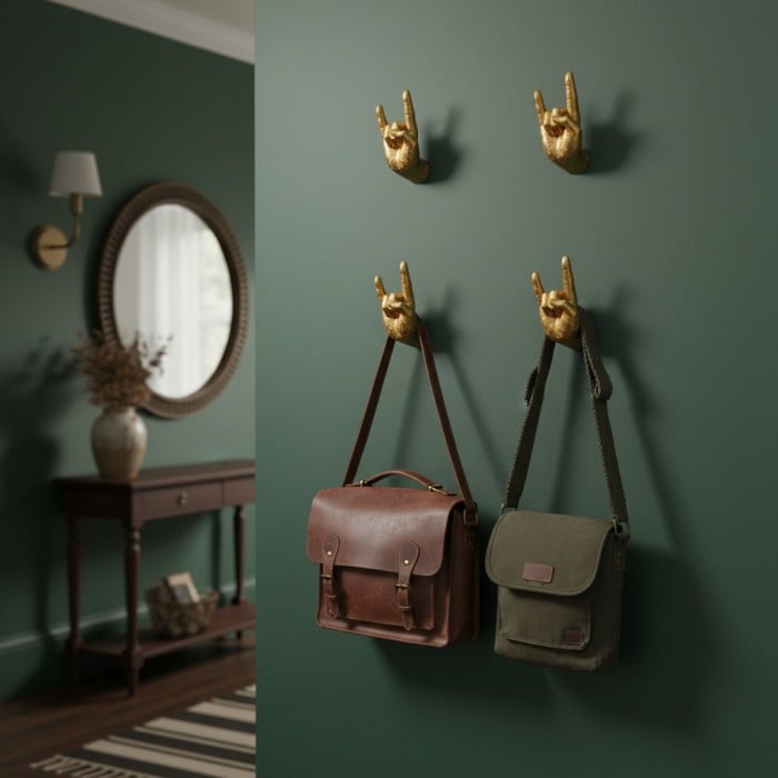 Zestaw Kickra Rock On Wall Hands Gold – dekoracyjne akcenty ścienne do nowoczesnych wnętrz HL2525