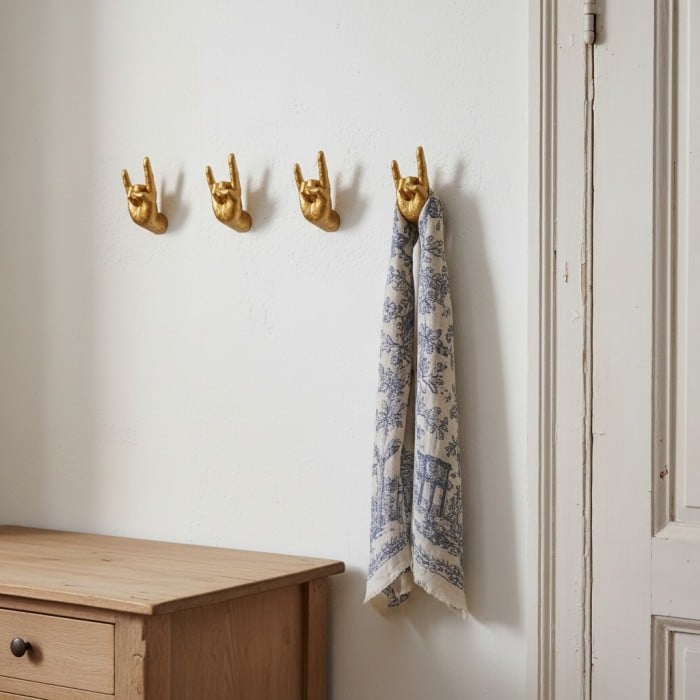 Kickra Rock On Wall Hands Gold Set - Decorative Wall Accents for Contemporary Interiors HL2525