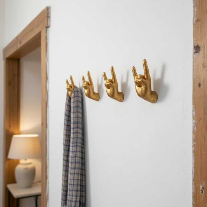 Kickra Rock On Wall Hands Gold Set - Decorative Wall Accents for Contemporary Interiors HL2525