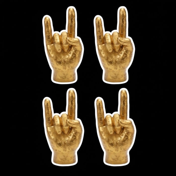 Kickra Rock On Wall Hands Gold Set - Decorative Wall Accents for Contemporary Interiors HL2525