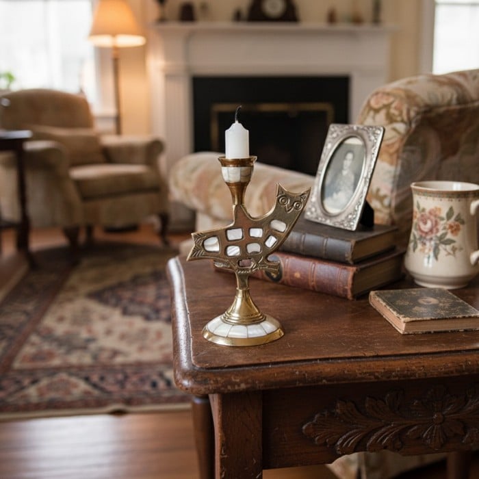 Ossik Veld Vintage Scandinavische Kandelaar - Schelpen en Koeienbotten voor een artistiek accent in huis HL2523