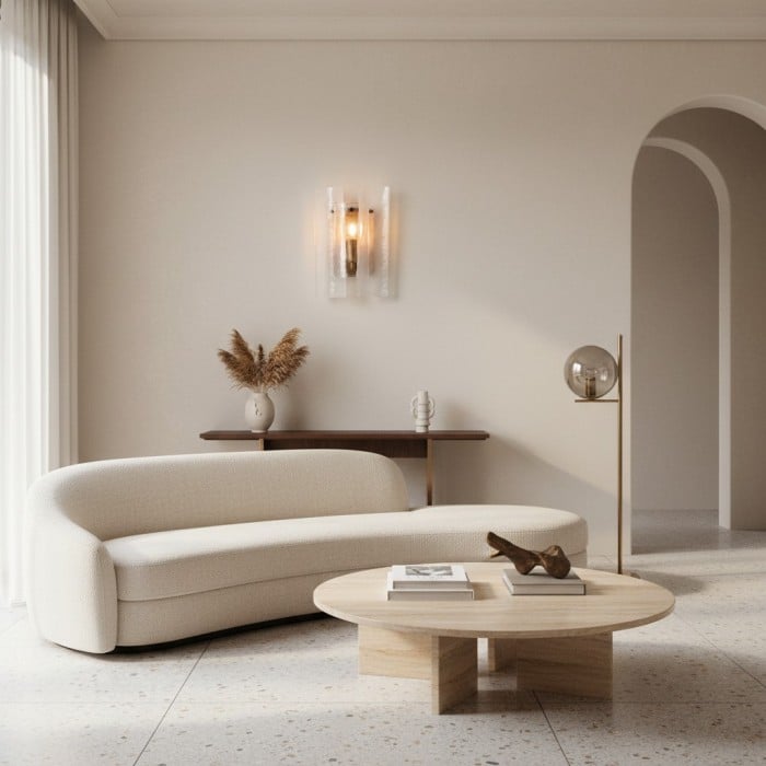 Kinkiety Velora z warstwowym, teksturowanym szkłem – odpowiednie do salonów i przedpokojów HL2519