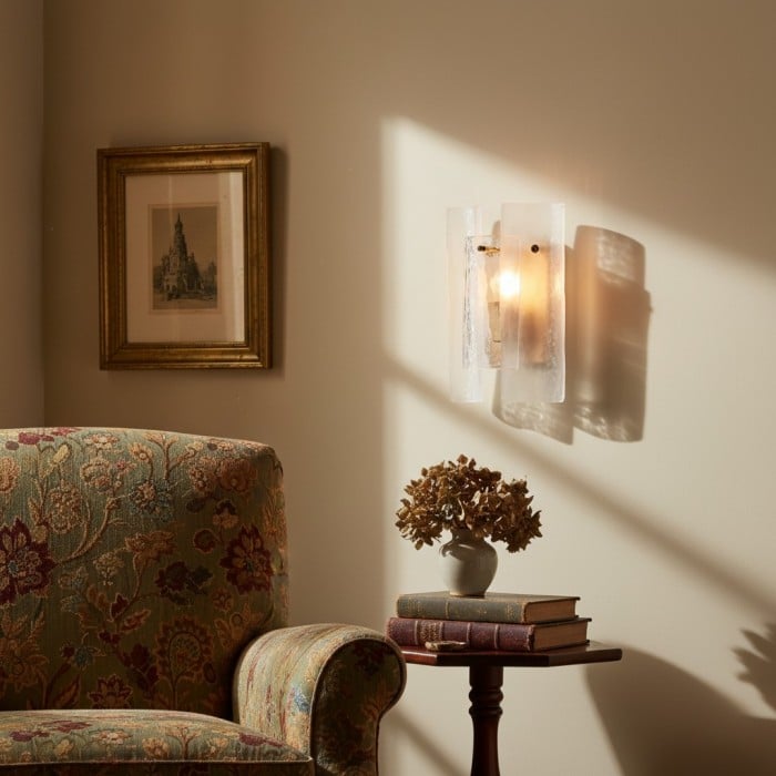 Kinkiety Velora z warstwowym, teksturowanym szkłem – odpowiednie do salonów i przedpokojów HL2519