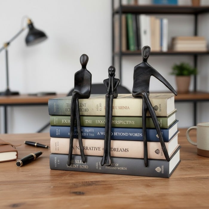 Floxo Lazy Dog i abstrakcyjna figurka nordyckiego człowieka, minimalistyczna rzeźba do nowoczesnych półek i biurek HL2521