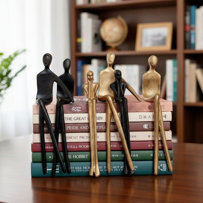 Floxo Lazy Dog i abstrakcyjna figurka nordyckiego człowieka, minimalistyczna rzeźba do nowoczesnych półek i biurek HL2521