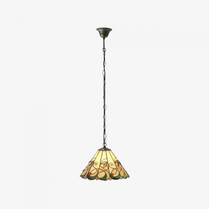 TF Jamelia Vintage Floral Stained Glass Dome Ceiling Light for Dining Rooms HL2253