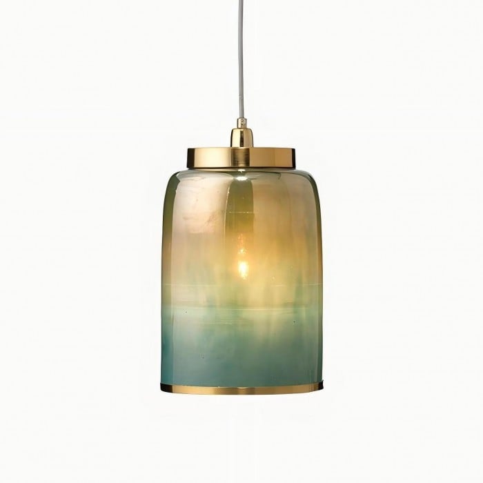 Helvo Groene en Gouden Hanglamp - Stijlvolle Glazen Lamp voor Interieurs HL1436