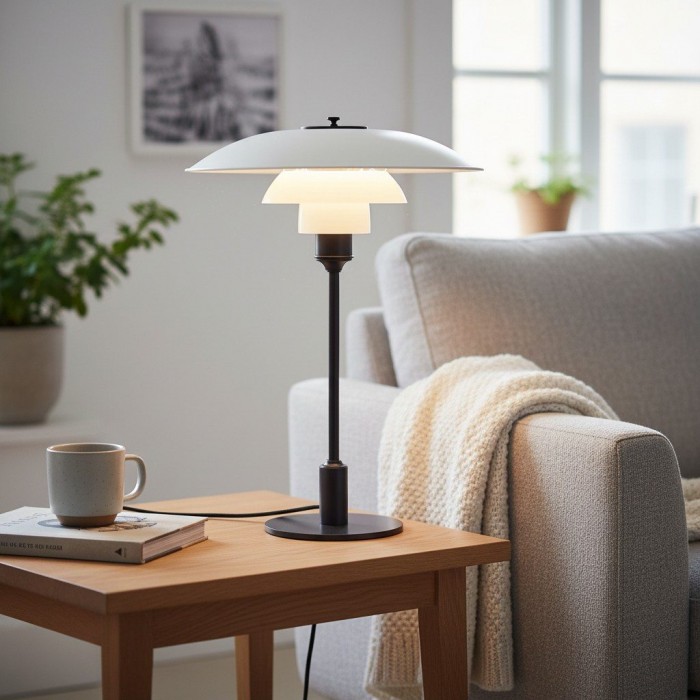 Bordslampa i rostfritt stål Multilayer glas