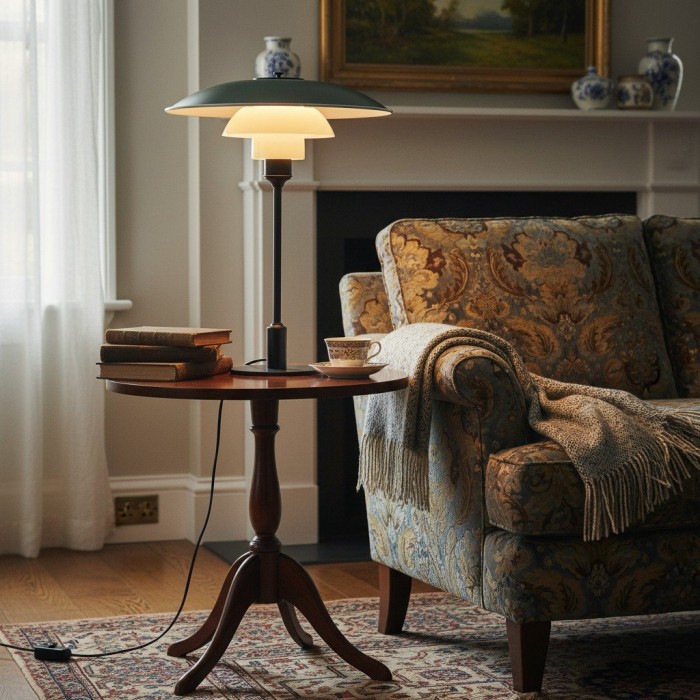 Bordslampa i rostfritt stål Multilayer glas