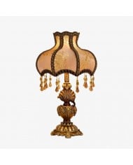 Abażur z kwiatów pasterskich, rzeźbiona lampa stołowa HL874