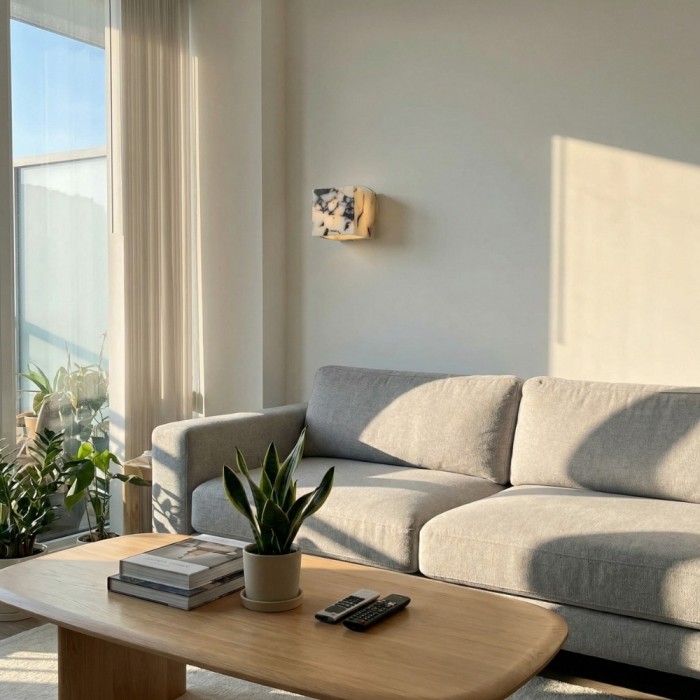 Aplique de pared moderno Alverra con diseño geométrico en piedra - Iluminación ambiental para sala de estar HL2529