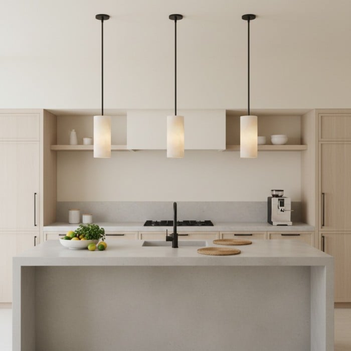 Lámpara colgante cilíndrica Lumastera con textura de piedra natural - Lámpara de lujo para salón HL2544