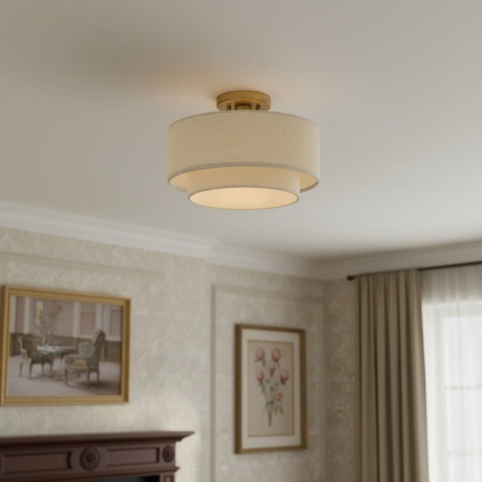Lumeris elegante plafondlamp met linnenmix design en moderne stijl voor de woonkamer HL2548