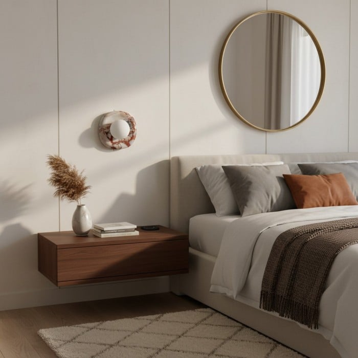 Lámpara de pared moderna cuadrada o redonda Oria de jade con pantalla de alabastro para dormitorio o tocador de baño HL2552