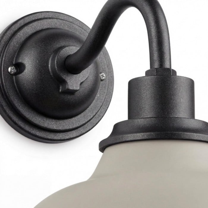 Aplique de pared industrial Velara con forma de cúpula – Lámpara metálica vintage con cuello de cisne para porche o patio HL2536