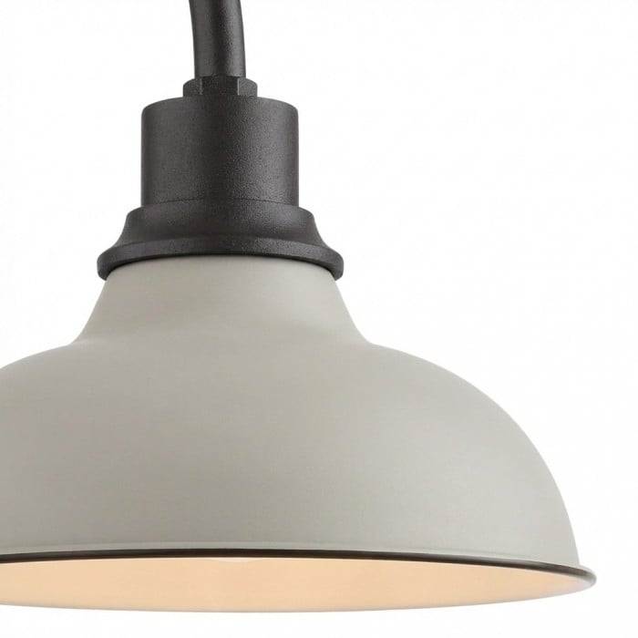 Aplique de pared industrial Velara con forma de cúpula – Lámpara metálica vintage con cuello de cisne para porche o patio HL2536