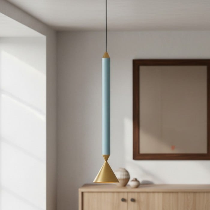 Lámpara colgante minimalista en forma de cono Vertara: elegante lámpara de diseño arquitectónico para comedor y cocina HL2531