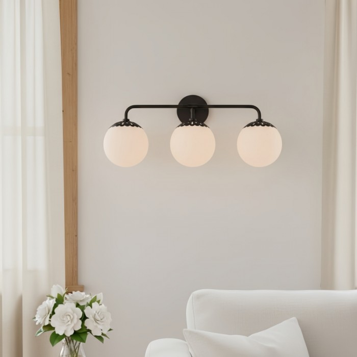 Lámpara de pared Vinbrea con globo de cristal - Lámpara minimalista de brazo curvo para salón HL2534