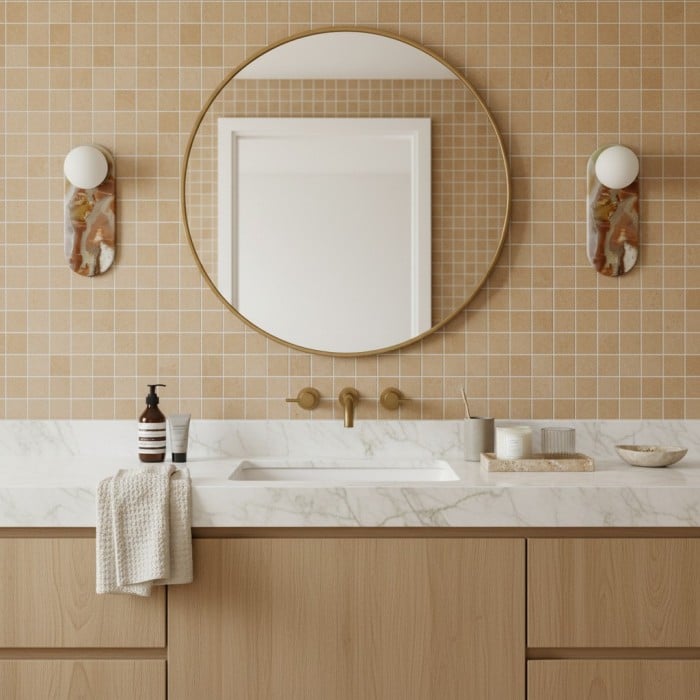 Lámpara de pared Vinbrea Stone con textura orgánica - Luz de acento de estilo mediados de siglo para dormitorio y pasillo HL2545