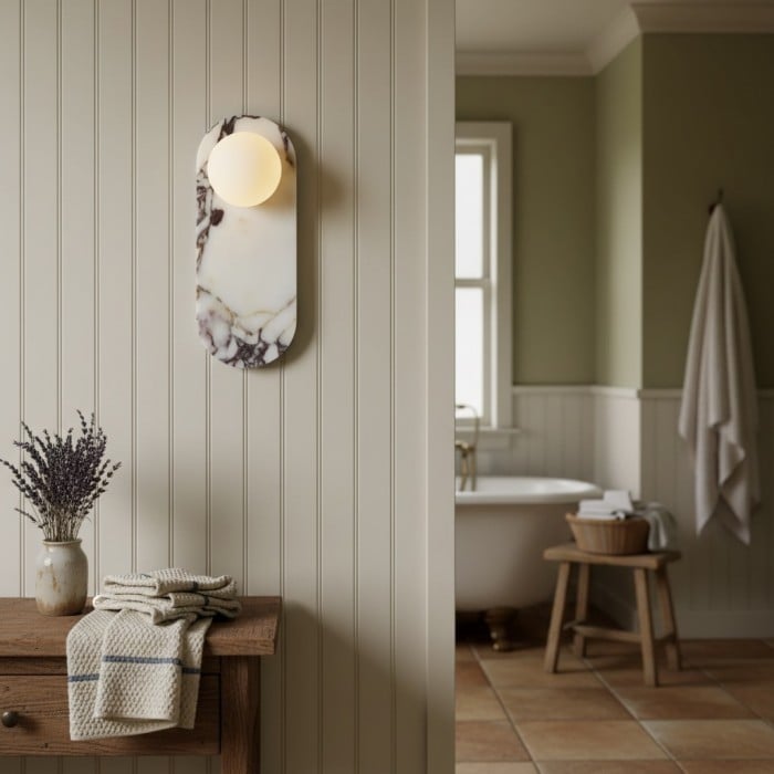 Lámpara de pared decorativa moderna Vinbrea – Diseño con cuerpo de mármol para sala de estar o dormitorio HL2533