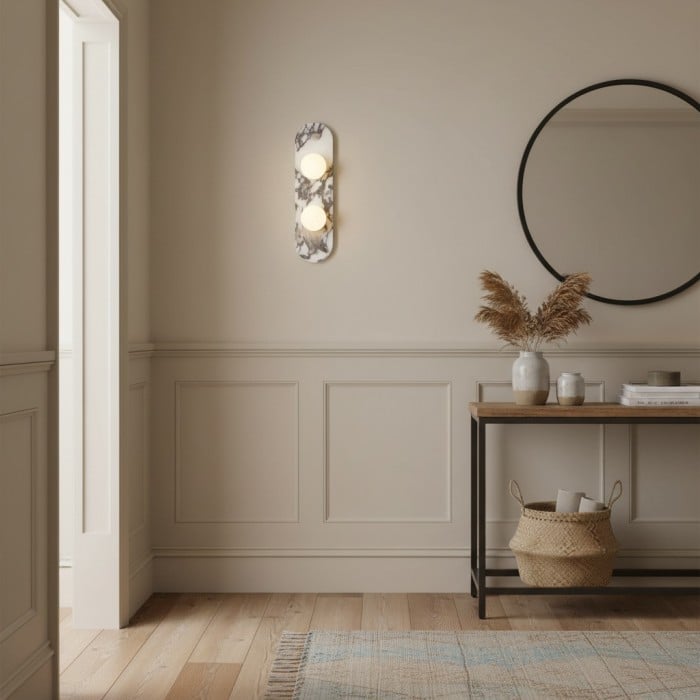 Lámpara de pared decorativa moderna Vinbrea – Diseño con cuerpo de mármol para sala de estar o dormitorio HL2533