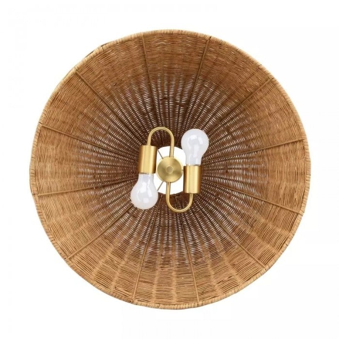 Lámpara colgante Welanery Dome - Lámpara moderna con pantalla de ratán para comedor HL2546