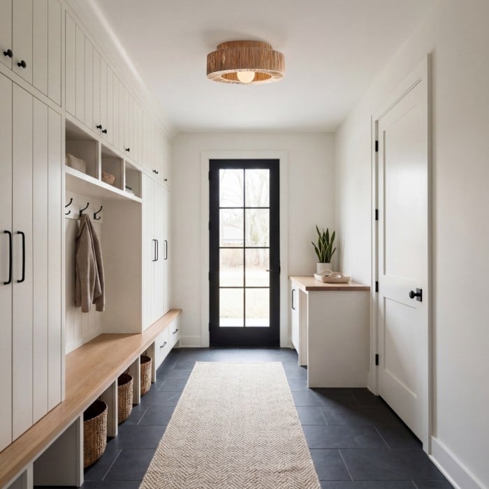 Welanery Minimalistische Rustieke Natuurlijk Geweven Plafondlamp - Duurzame Lamp voor Keuken of Hal HL2543