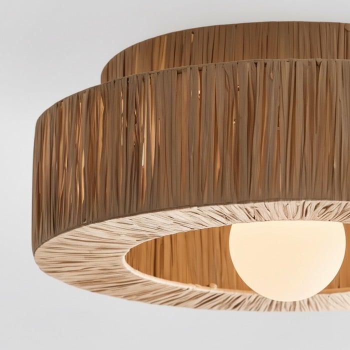 Welanery Minimalistische Rustieke Natuurlijk Geweven Plafondlamp - Duurzame Lamp voor Keuken of Hal HL2543