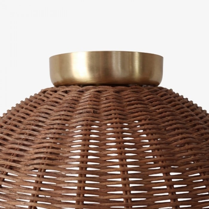 Welanery Rustieke Geweven Bamboe Lamp - Glazen Wand- of Plafondlamp voor Woonkamer en Hal HL2537