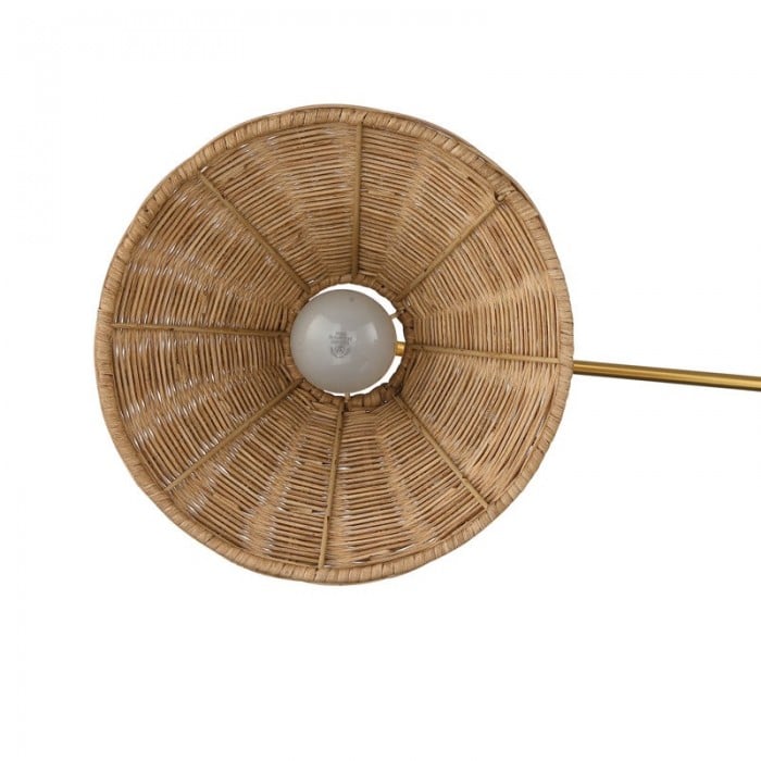 Aplique de pared de ratán con brazo oscilante Welanery - Lámpara de estilo rústico para lectura junto a la cama HL2535