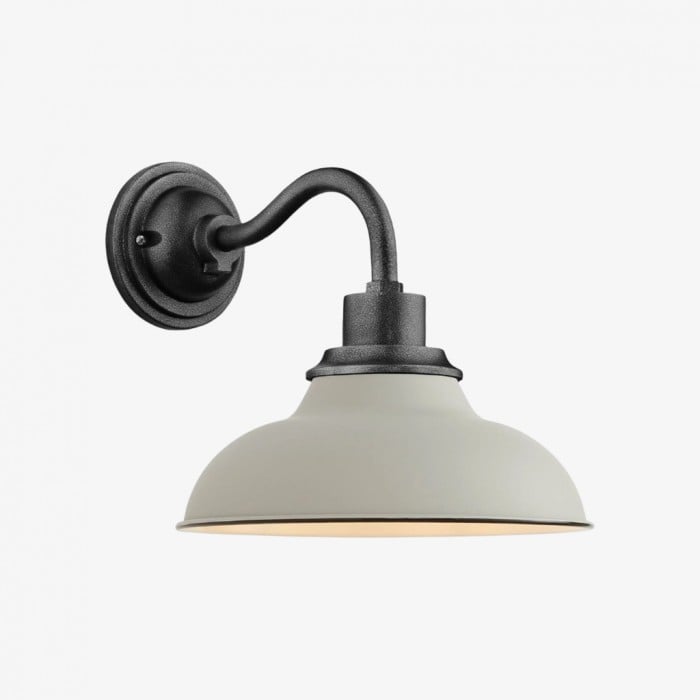 Aplique de pared industrial Velara con forma de cúpula – Lámpara metálica vintage con cuello de cisne para porche o patio HL2536