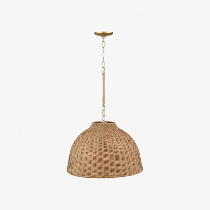 Lámpara colgante Welanery Dome - Lámpara moderna con pantalla de ratán para comedor HL2546