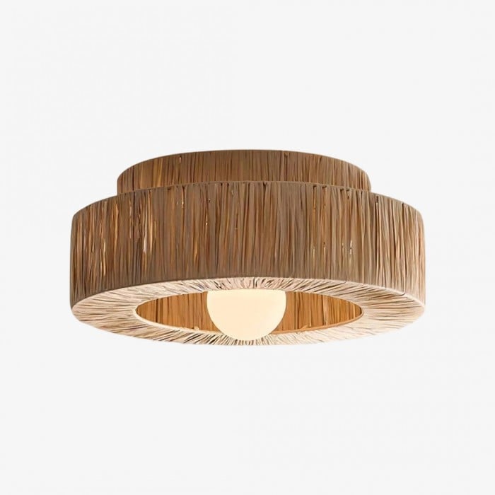 Welanery Minimalistische Rustieke Natuurlijk Geweven Plafondlamp - Duurzame Lamp voor Keuken of Hal HL2543